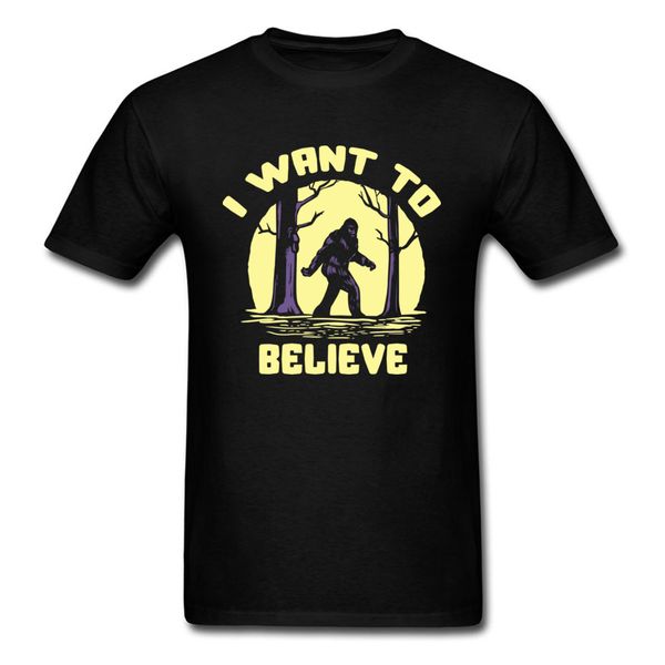 

i want to believe gorilla cartoon t-shirt funky black tees men cotton on discount funny birthday party tshirt