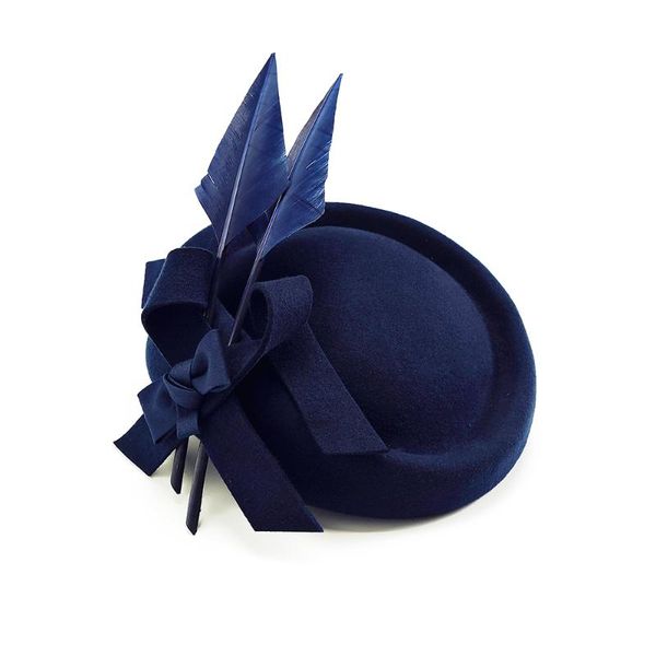 

stingy brim hats women's hat fedora elegant for cap fascinator blue wool with feather royal wedding banquet prom festival bonnet girls, Blue;gray