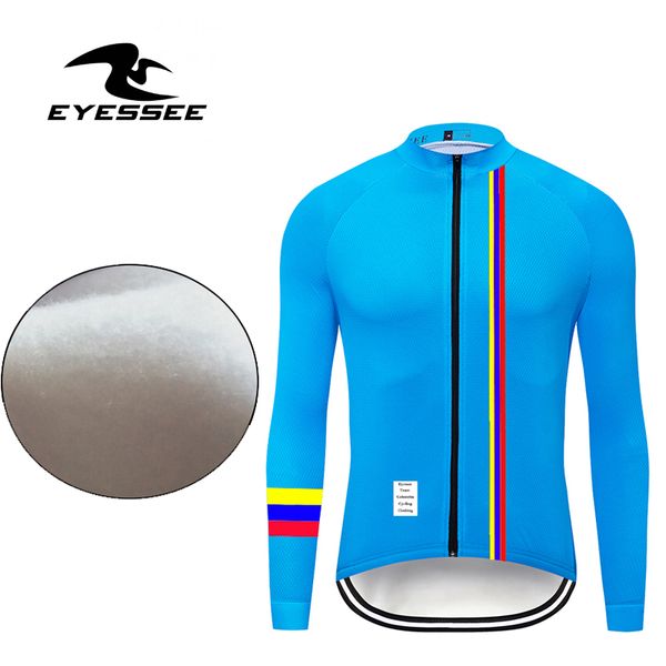 

eyessee new winter thermal fleece cycling jersey long ropa ciclismo mtb men's team bike clothes fleece cycling clothing, Black;red