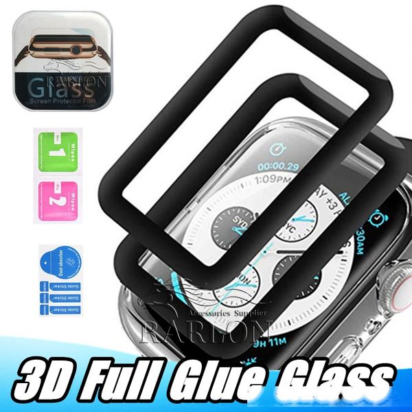 

for iwatch 5 3d full glue tempered glass 44mm 40mm 42mm 38mm anti-scratch full coverage screen protector film with retail packaging