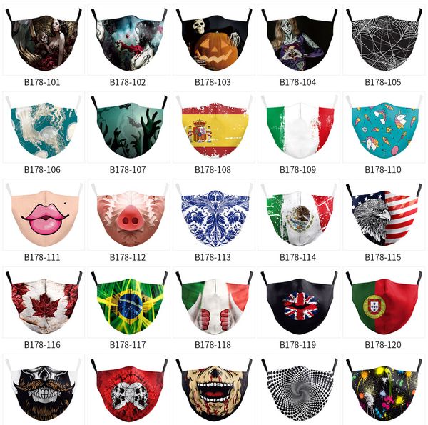 

3d печать мультфильм аниме скелетов взрослых маска многоразовый защитная маска pm.25 маска cute unicorn печатные маски 5layers фильтры