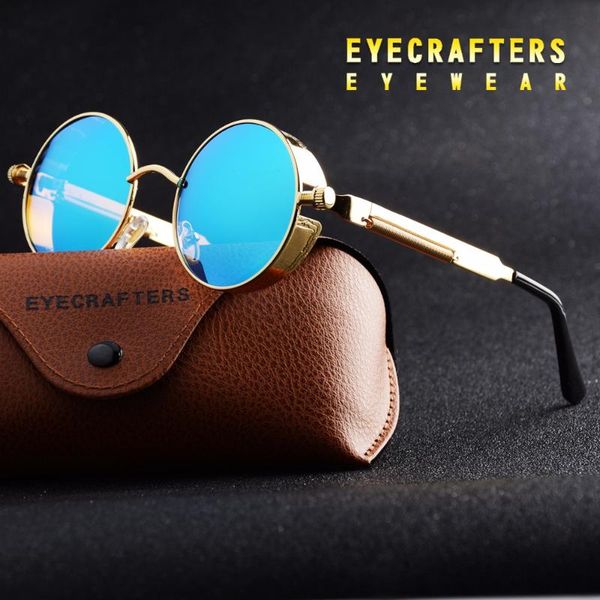 

gold steampunk gothic polarized womens round fashion vintage sunglasses glasses retro sunglasses shield mens eyewear blue lslvl