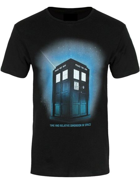 

doctor who t-shirt tardis in space men's black gyms fitness tee shirt