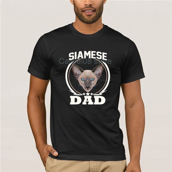 

round neck cool man's t-shirt siamese cat dad long sleeve fathers day for cat lover men's t-shirt