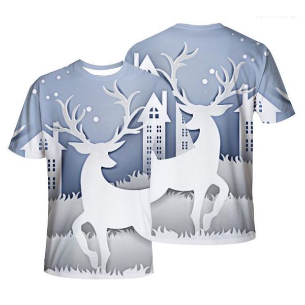 

deer printed tees summer couples loose crew neck tshirts new style fashion males casual mens designer christmas, White;black