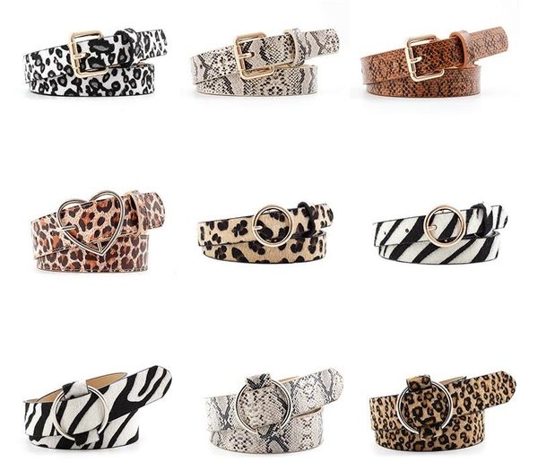 

new leopard snake print women belts pu leather metal heart pin buckle female waist belt dress jeans retro ladies decorative, Black;brown