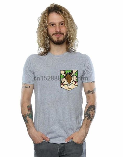 

clothing looney tunes mens wile e. coyote face faux pocket t shirt 1878