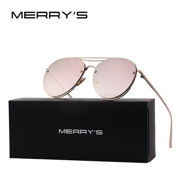 

merry's 2020 new arrival women classic brand designer rimless sunglasses twin beam metal frame sun glasses s'8096, White;black