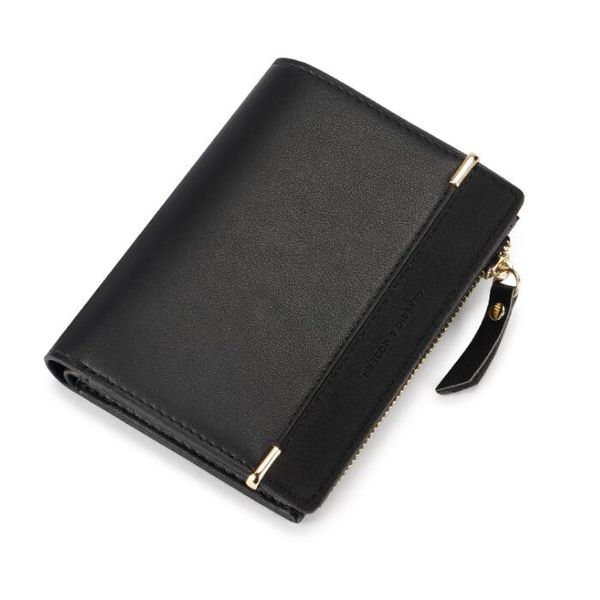 

short two fold zipper bag frosted women's wallet purse, Red;black