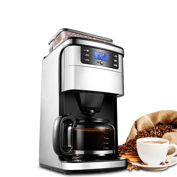 

himoskwa 3 in 1 american coffee machine automatic coffee grinder steam stainless steel 24 hours appointment 12 cup