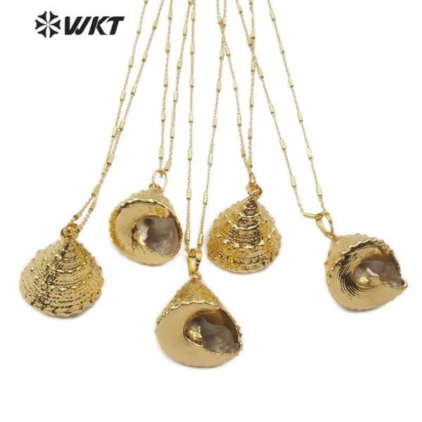 

wt-jn077 natural trumpet shell necklace cone shape full gold dipped pendant women necklace jewelry summer jewelry, Silver