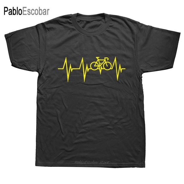 

novelty mountain bikes heartbeat t-shirt mens short sleeves oversized streetwear hip hop printed t shirts tees
