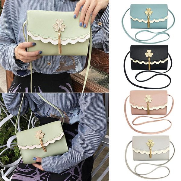 

women iron tassel flower pu bag single shoulder messenger bags -opk