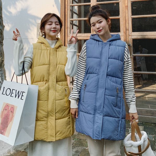 

women's vests long coats women autumn winter 2021 feminina hooded thick warm vest sleeveless jacket waistcoat female big plus size xxxl, Black;white