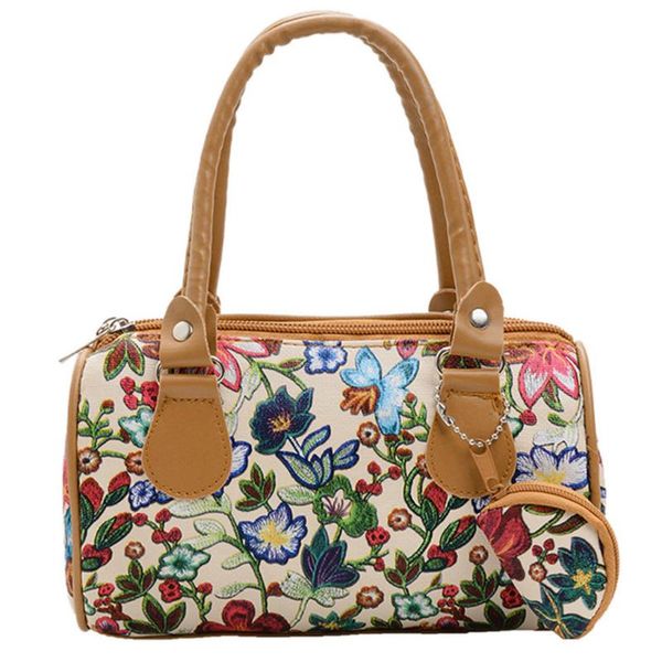 

women's handbags 2020 new fashion embroidered flowers print handbag shoulder bag tote ladies purse shopping bag #zer