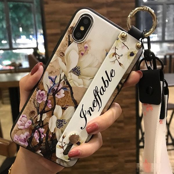 

wristband bracket flower printed iphone case for 11promax 11pro 11 x/xs 7plus/8plus 7/8 6/6s plus 6/6s french style
