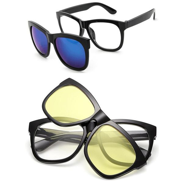 

oversize magnet clip on sunglasses men women sun glasses rx able black eyeglass frame eyewear, White;black