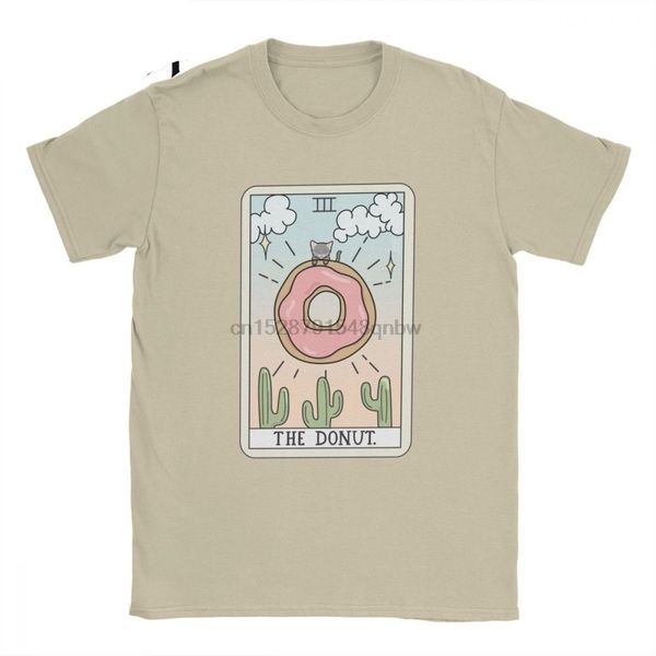 

men donut reading t shirt food tarot card cotton casual short sleeve crewneck tee shirt birthday present t-shirt