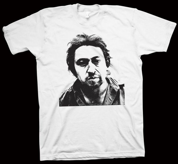 

новые прибытия поп музыканты serge gainsbourg mens белый короткий рукав футболки шею graphic топы