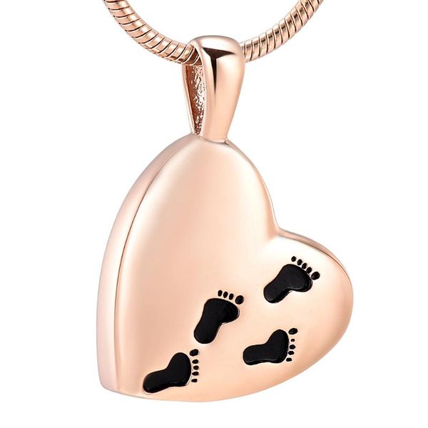 

chains ijd12450 baby feet heart shaped stainless steel cremation keepsake pendant for ashes urn memorial souvenir necklace jewelry, Silver