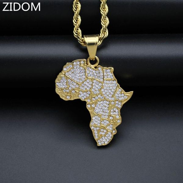 

men hip hop africa map pendant necklaces stainless steel never fade male necklace hiphop jewelry fashion gifts, Silver