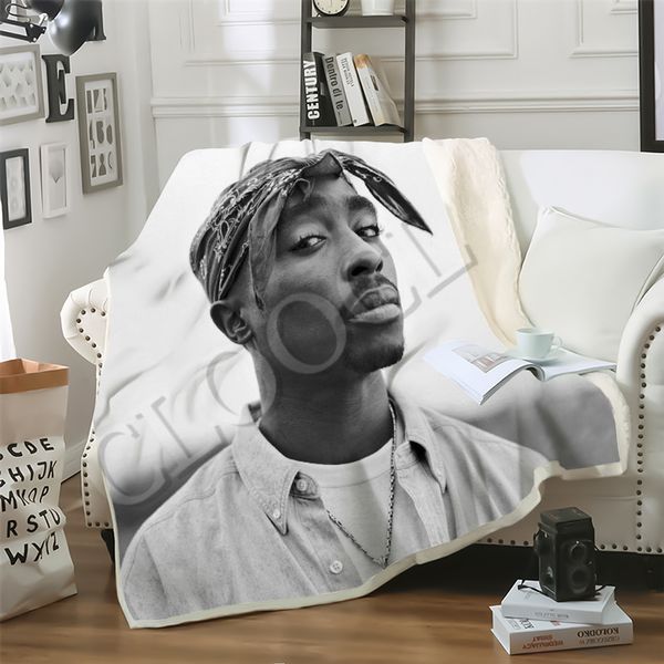 

cloocl factory wholesale rapper amaru shakur 2pac tupac blanket 3d print double layer casual sofa youth bedding throw fashion blankets