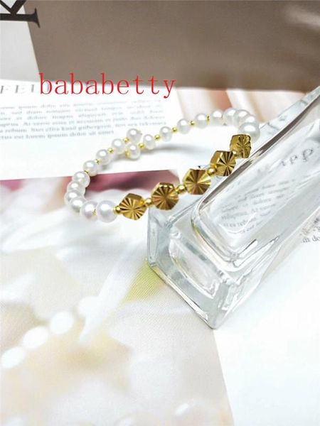 

красивая новая мода простой естественный пресноводный белый жемчуг 7-8mm браслет подарков девушка, Black