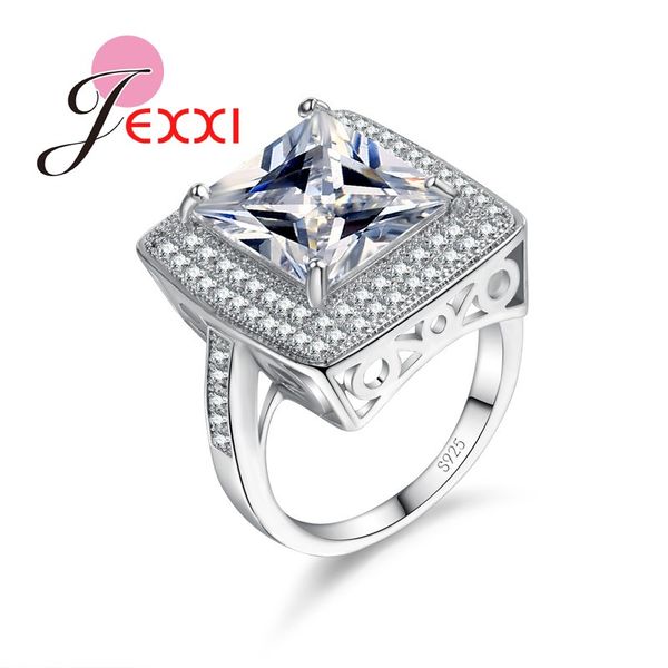 

luxurious design with big square cut and full white cz crystal 925 sterling silver fashion jewelry charm gift for lover, Golden;silver