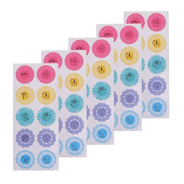 

5 sheets round lace stickers self adhesive sealing decorative sticker label