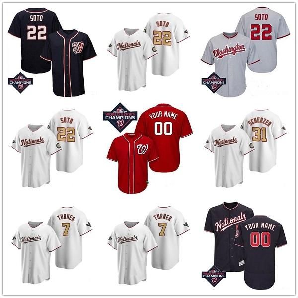 

2020 new 31 max scherzer #7 trea turner 37 stephen strasburg 22 juan soto men women youth custom authentic baseball jersey, Blue;black