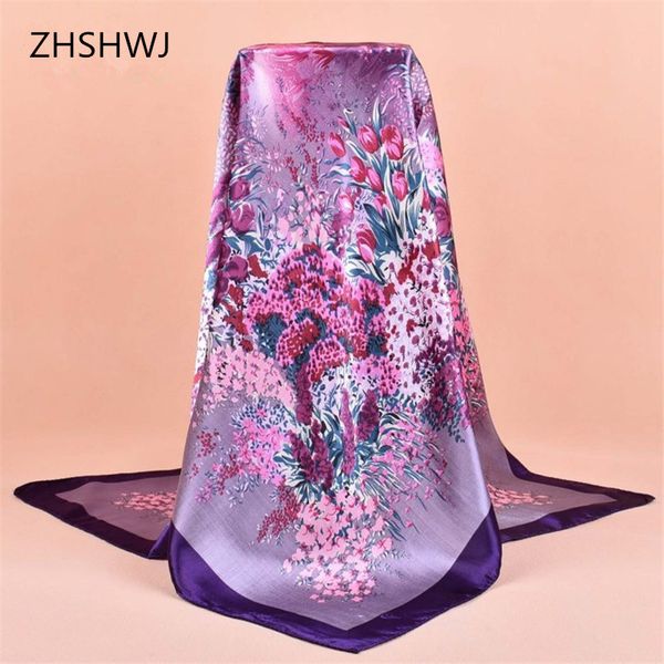 

scarves [zhshwj]90*90cm flower pattern women scarf, spring and summer women's decorative shawl, luxury big square fashionhijab, Blue;gray