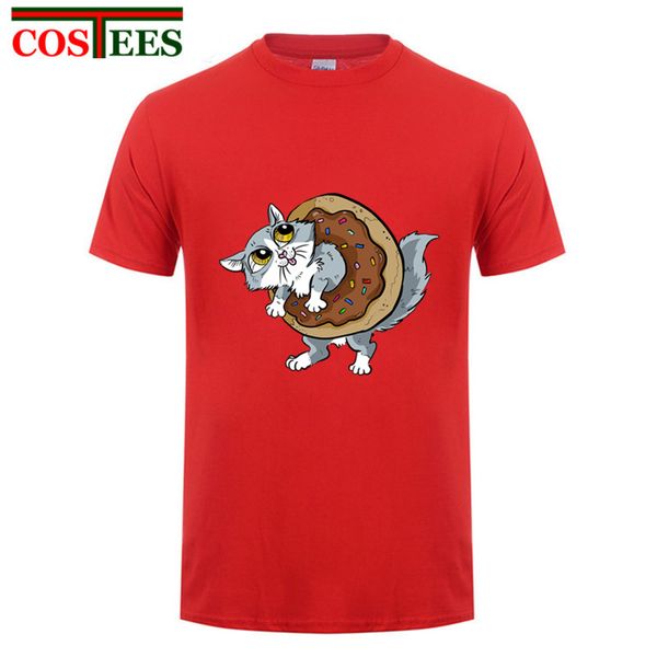 

cute kitty cat t shirt men sweet kitten donut t-shirt teenager boys kawaii pets breakfast food tshirt animal printed tee kid