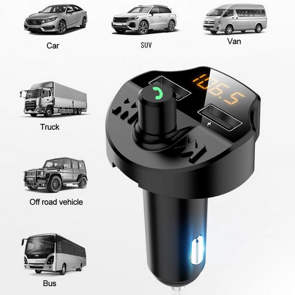 

автомобильный передатчик bluetooth 5.0 авто mp3-плеер модулятор адаптер аккумулятор напряжение tf card громкая dual usb смарт чип u диск