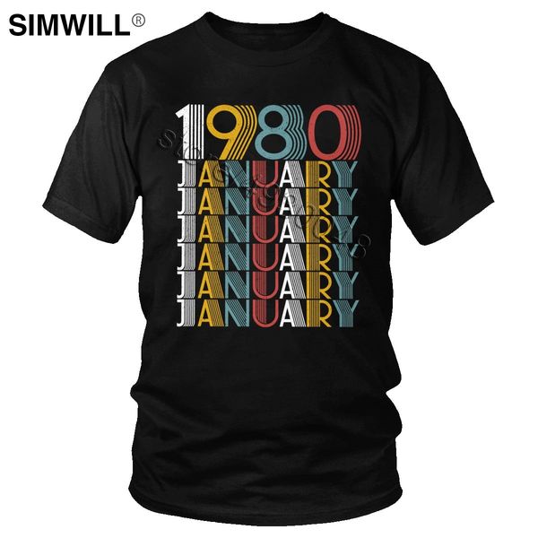 

urban vintage january 1980 tee short sleeved round neck 40th birthday gifts t shirt cotton leisure t-shirt 4xl 5xl 6xl clothes