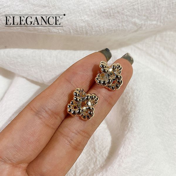 

stud metal earrings bright gold double 8 digit petite temperament accessories classic for birthday party girl gifts, Golden;silver