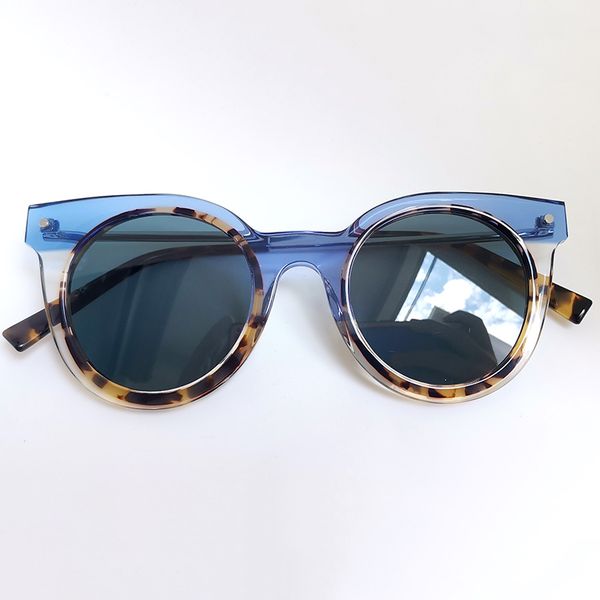 

2020 fashion vintage round blue acetate frame + cr39 lens sunglasses for woman, White;black