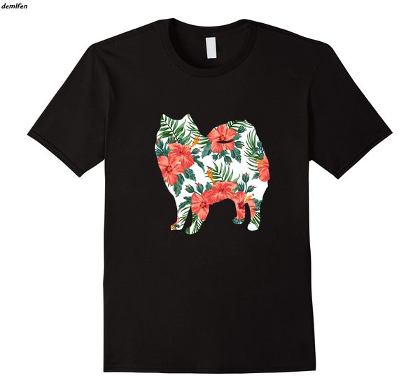 

american eskimo aloha dog silhouette t-shirt harajuku streetwear men short sleeve o-neck cotton shirt summer tees