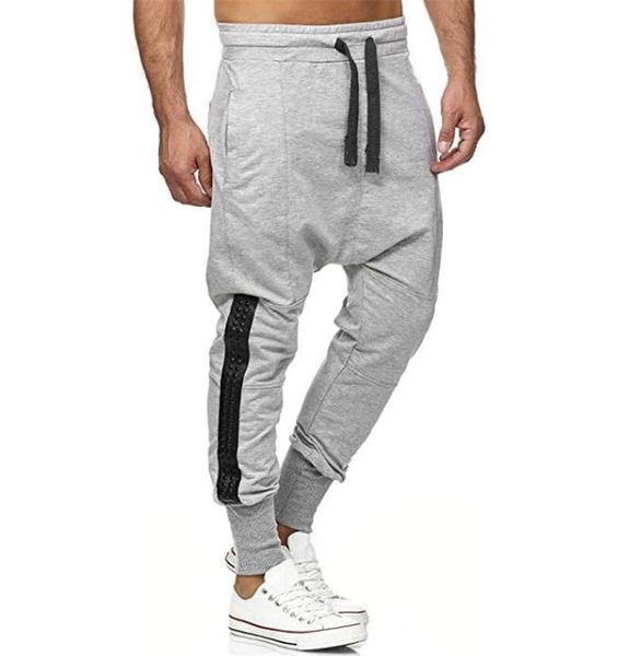 

мужские повседневные брюки мода твердых цветных брюк мужчина дизайнер эльтейли талии спортивные повседневные панельные штаны гареми, Black