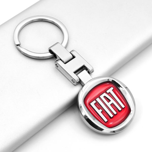 

1pcs 3d metal car keychain creative double-sided logo key ring car accessories for fiat- 500x l 124 bravo ont panda punto, Silver