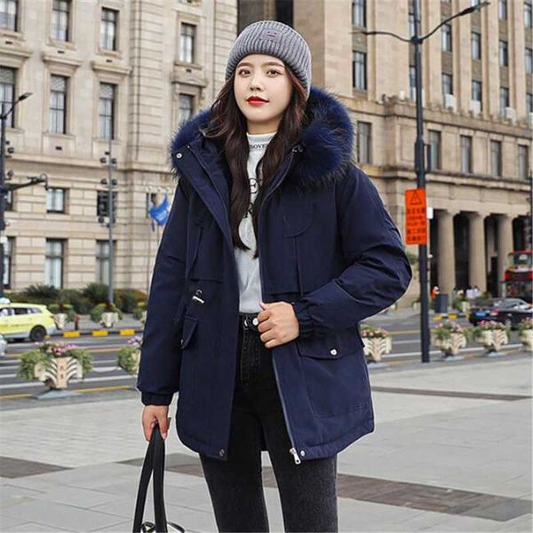 

2020 женщины parkas зимние куртки пальто искусственного меха с капюшоном воротник new casual parkas хлопок моды wadded офис laidy шинель k99, Black