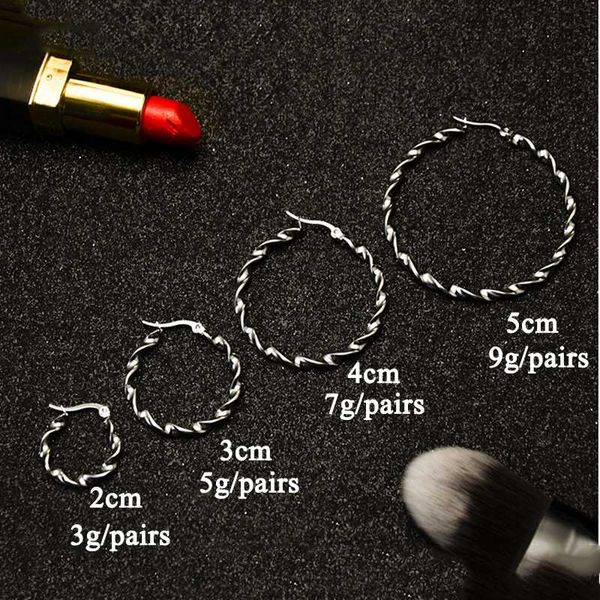 

hoop & huggie ghidbk 4 sizes stainless steel gold silver color twisted earrings minimalist geometric circel hoops 2021 trendy ins earring, Golden;silver