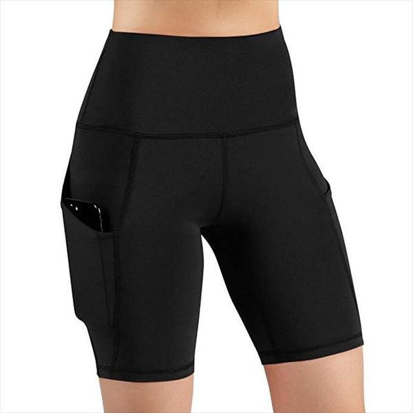 

ladies leggings leggings solid high waist pocket short running sports leggingsfitness fashion casual womens sports leggings 38, Black