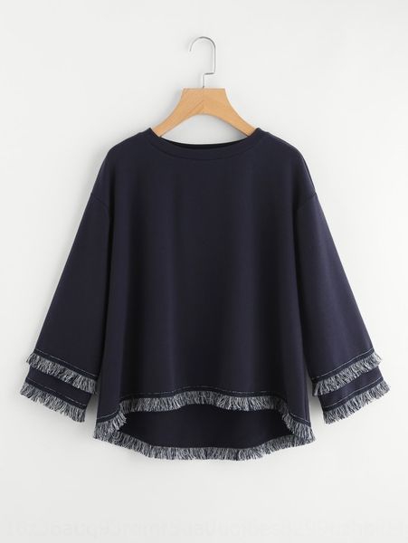 

new standard selling round neck irregular eyelash stitching side new standard selling round neck irregular sweater woolwool eyelash, Black