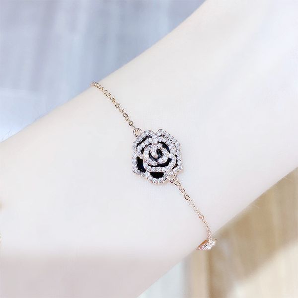 

Rose bracelet women genuine gold-plated copper bracelet full of diamond bracelet jewelry handmade