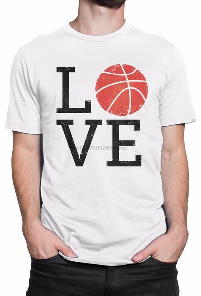 

mens t-shirt love basketball - shirt 100% cotton-white