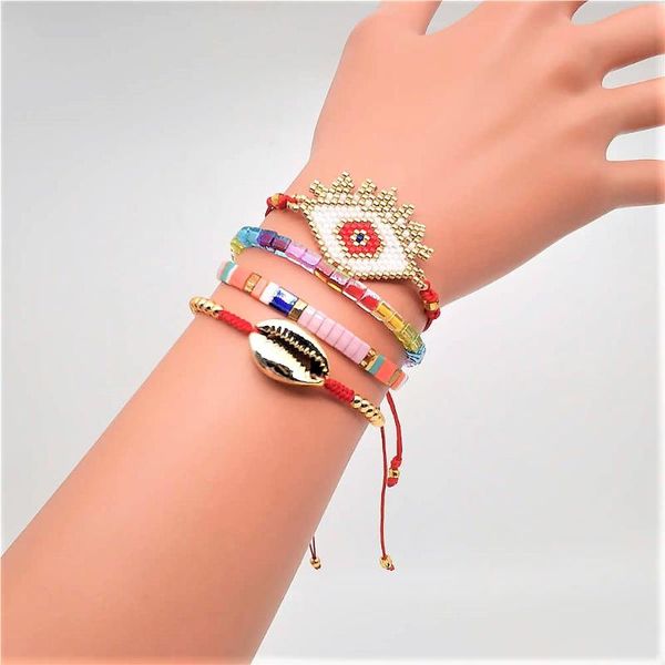 

charm bracelets womens jewelry 2021 boho designer friends good luck eye bracelet miyuki joyeria shell woman accesoires, Golden;silver