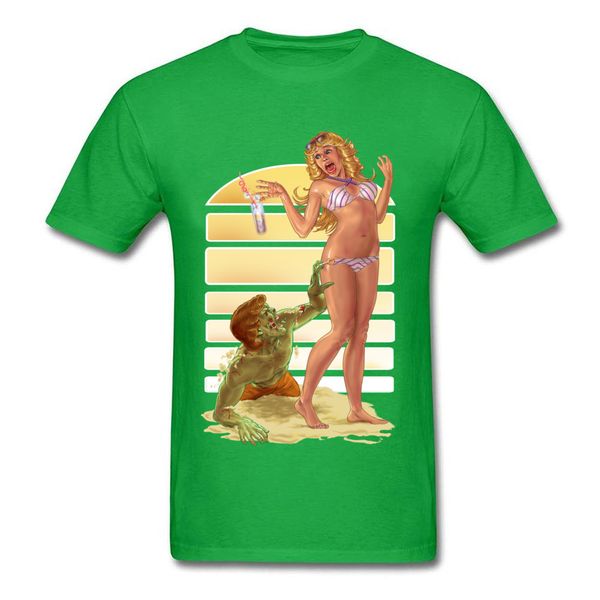 

day of the dead beach zombie comic t shirts funny picture men's cool t shirt green pin up tshirt for ahegao