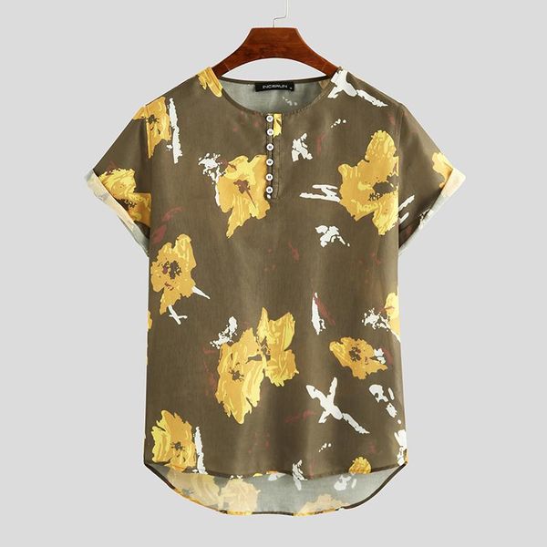 

Summer Vintage Men T Shirt Printed Short Sleeve O Neck Breathable Casual Tee Tops 2020 Streetwear Camiseta Masculina 5XL INCERUN