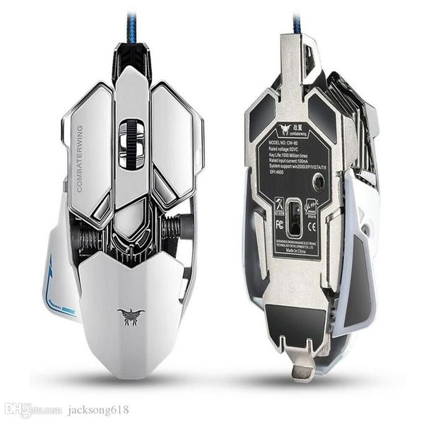 

led lapgaming mice 4800 dpi optical usb wired professional gaming mouse programmable 10 buttons rgb breathing led mice 10pcs/lot