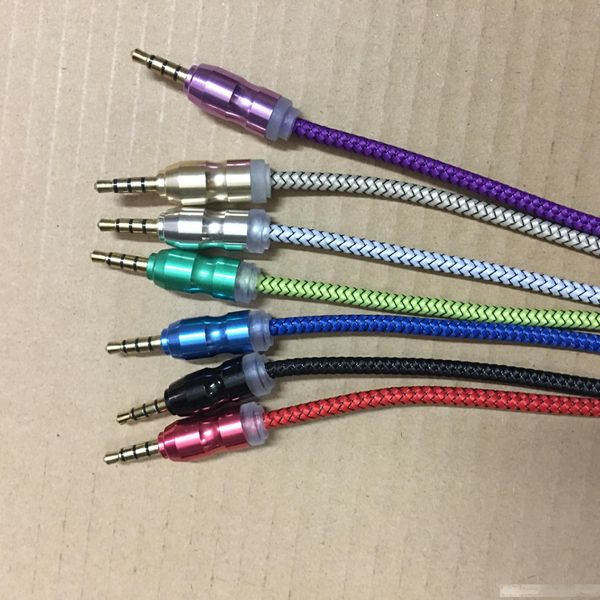 

aux cable auxiliary braided woven fabric 3.5mm male to male gourd head 1m 3ft extension cable 200pcs/lot